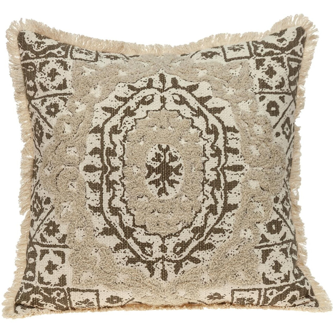 Boho Garland Beige And Brown Decorative Accent Pillow