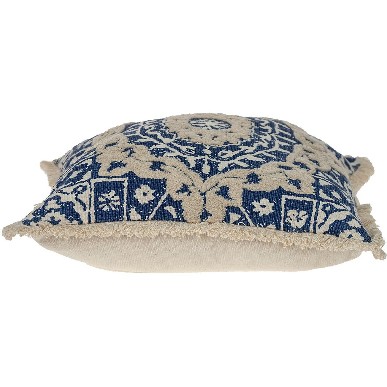 Boho Garland Beige And Navy Blue Decorative Accent Pillow