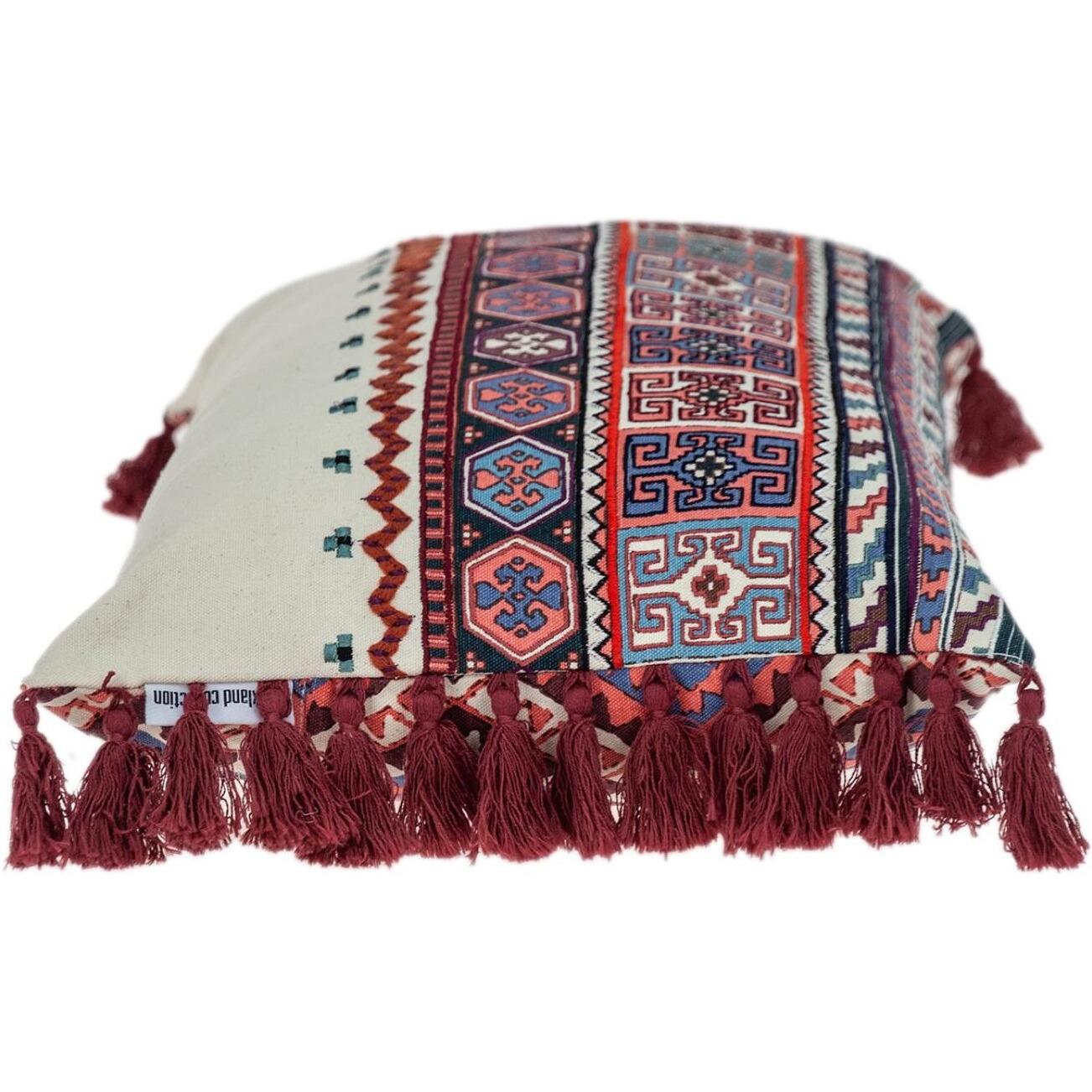 Multicolor Lumbar Throw Pillow With Tassels