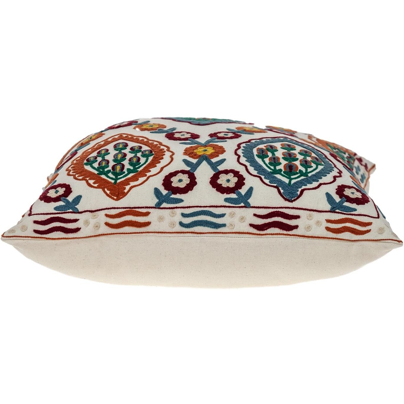 Floral Embroidered Multicolor Decorative Pillow