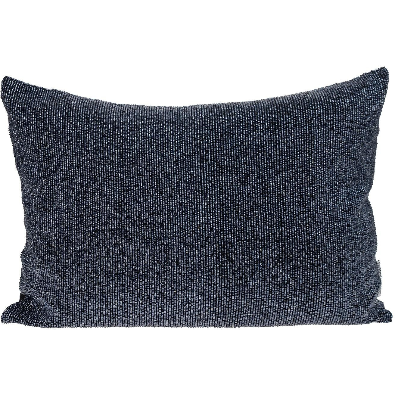 Shimmering Metallic Blue Beaded Luxury Throw Pillow