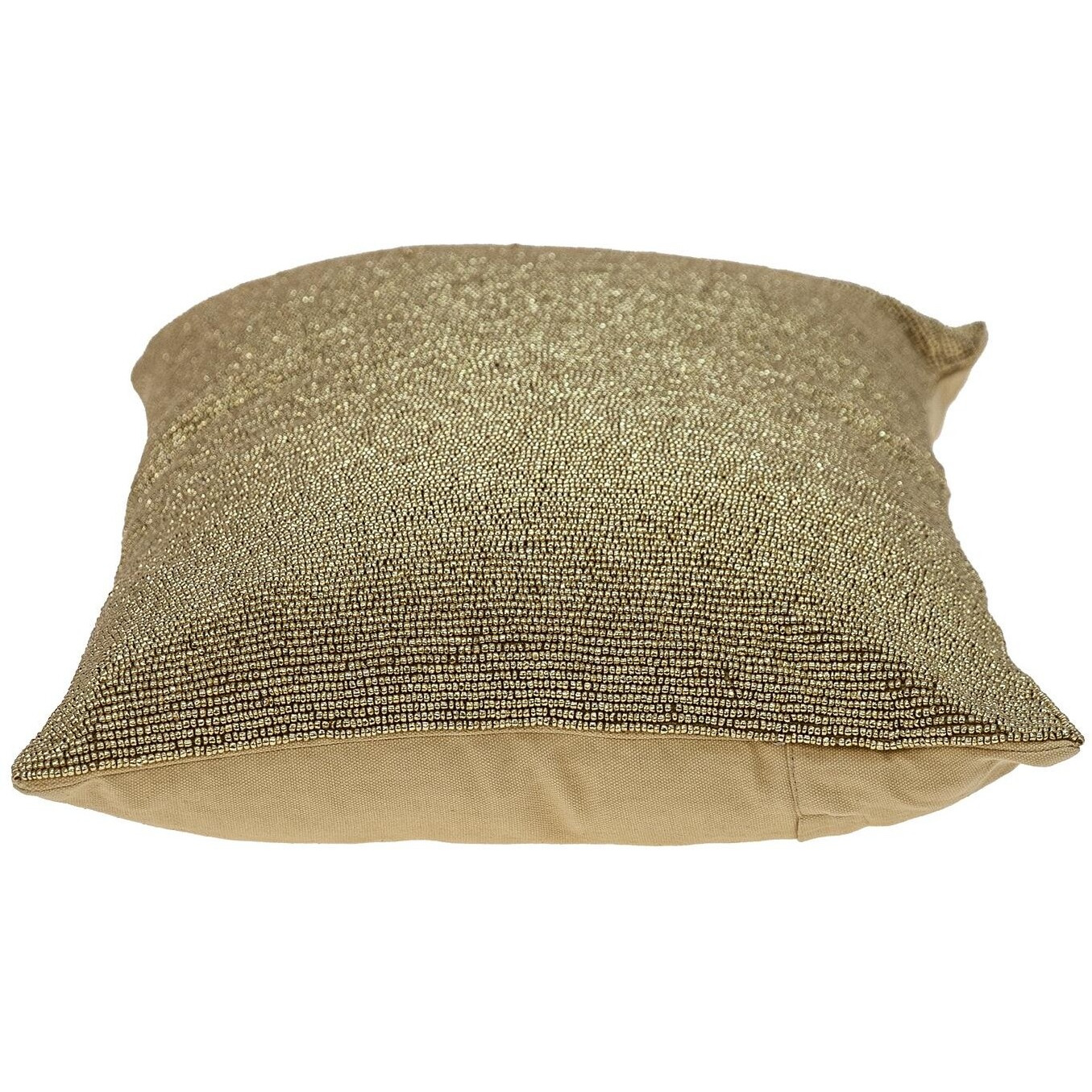 Shimmering Metallic Gold Beaded Luxury Throw Pillow