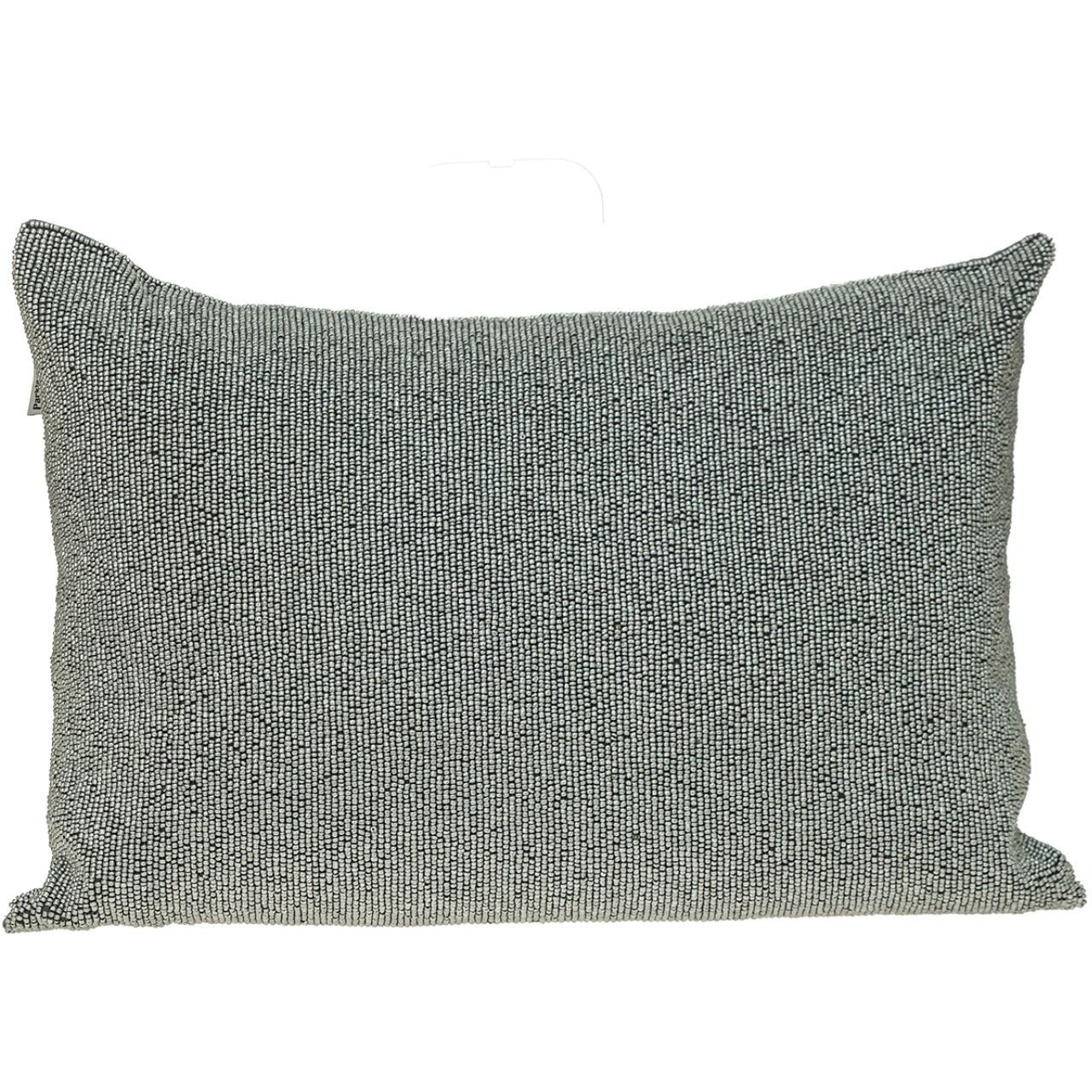 Shimmering Silver Beaded Luxury Throw Pillow