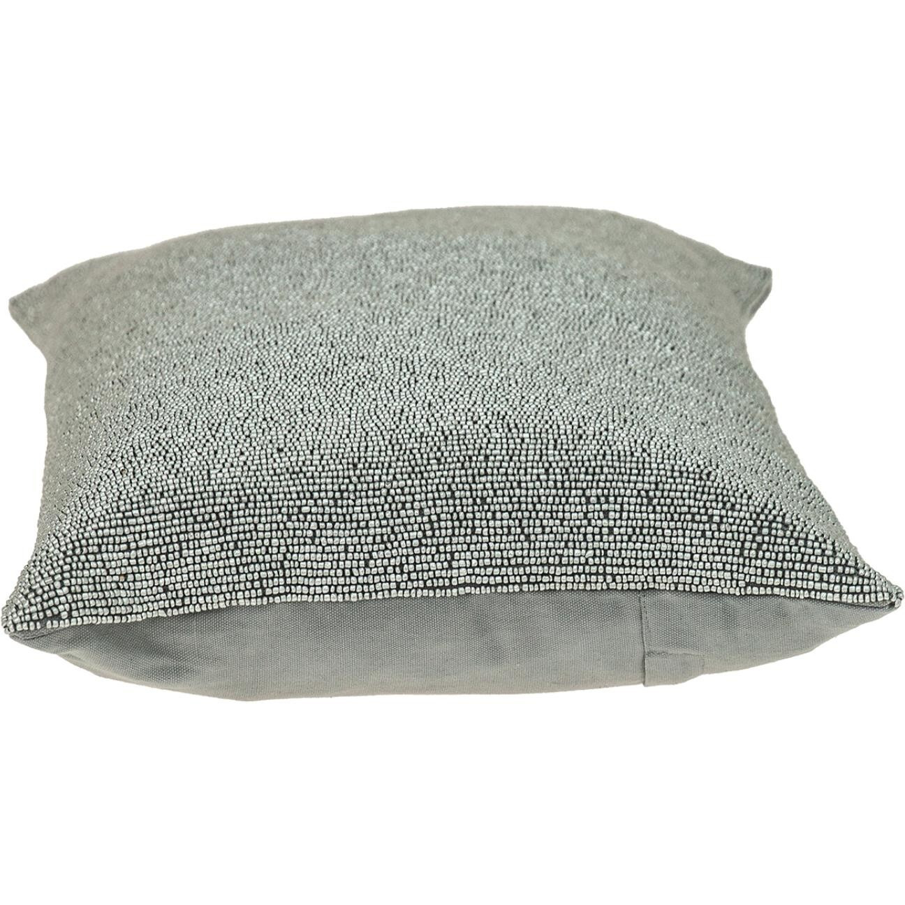 Shimmering Silver Beaded Luxury Throw Pillow