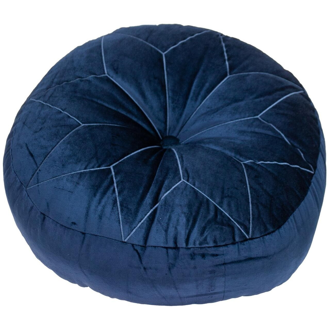 Round Tufted Navy Velvet Floor Pillow