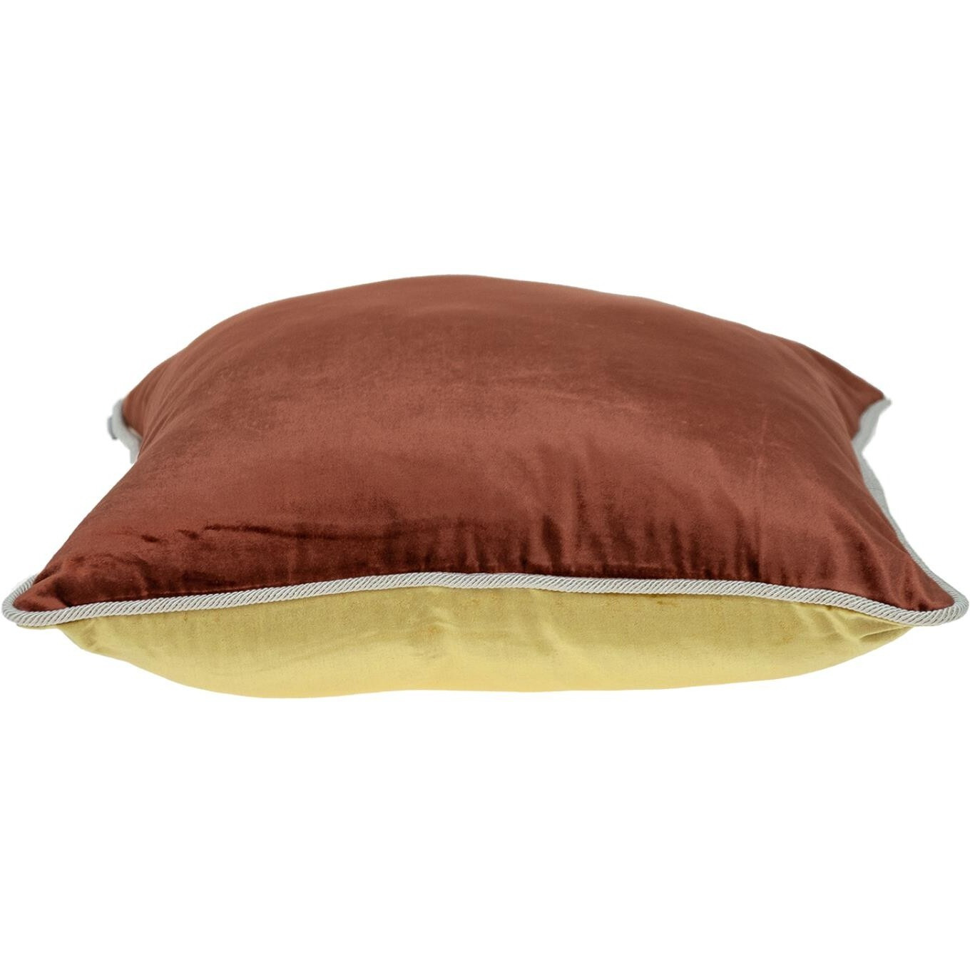Reversible Gold And Brown Square Velvet Throw Pillow