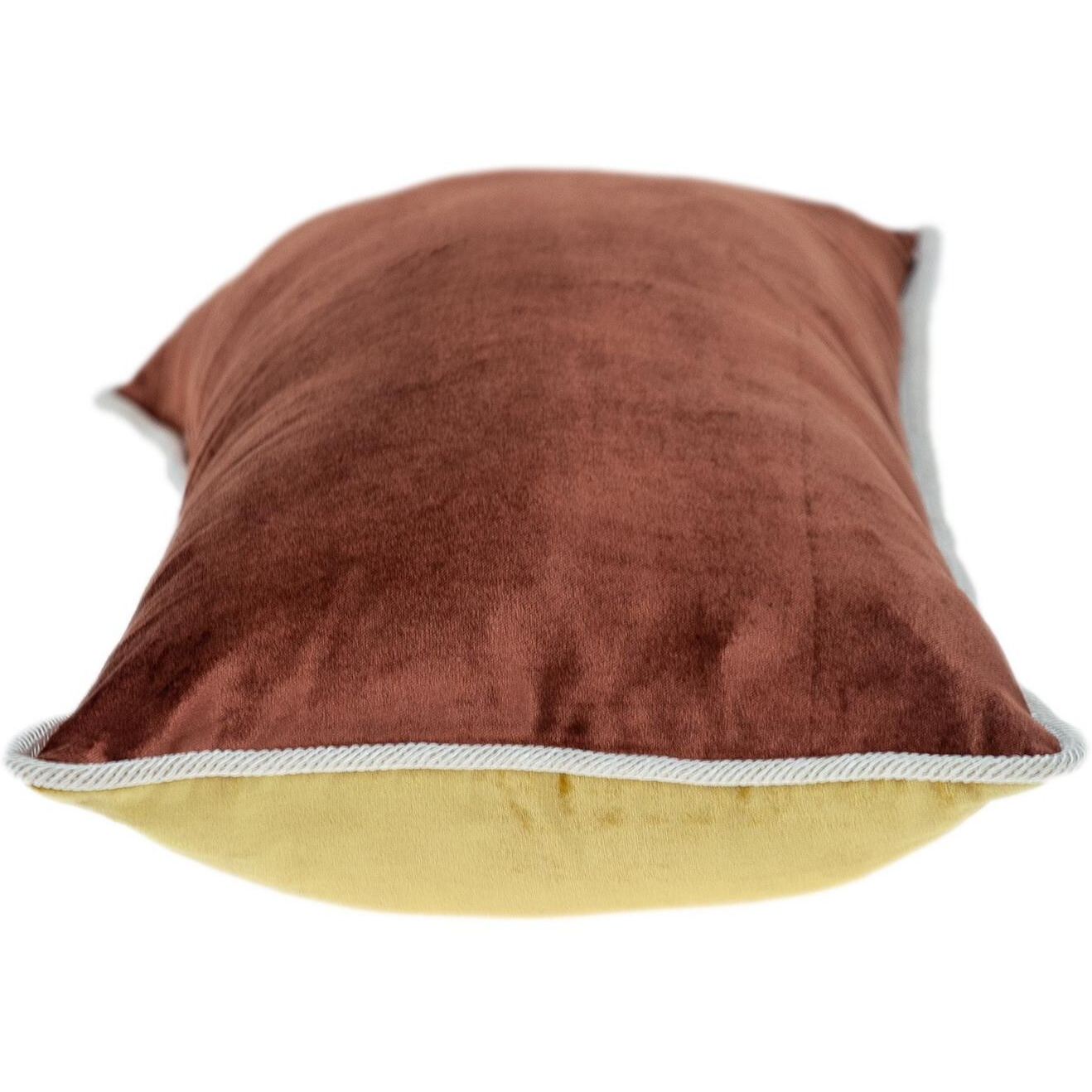 Reversible Gold And Brown Lumbar Velvet Throw Pillow