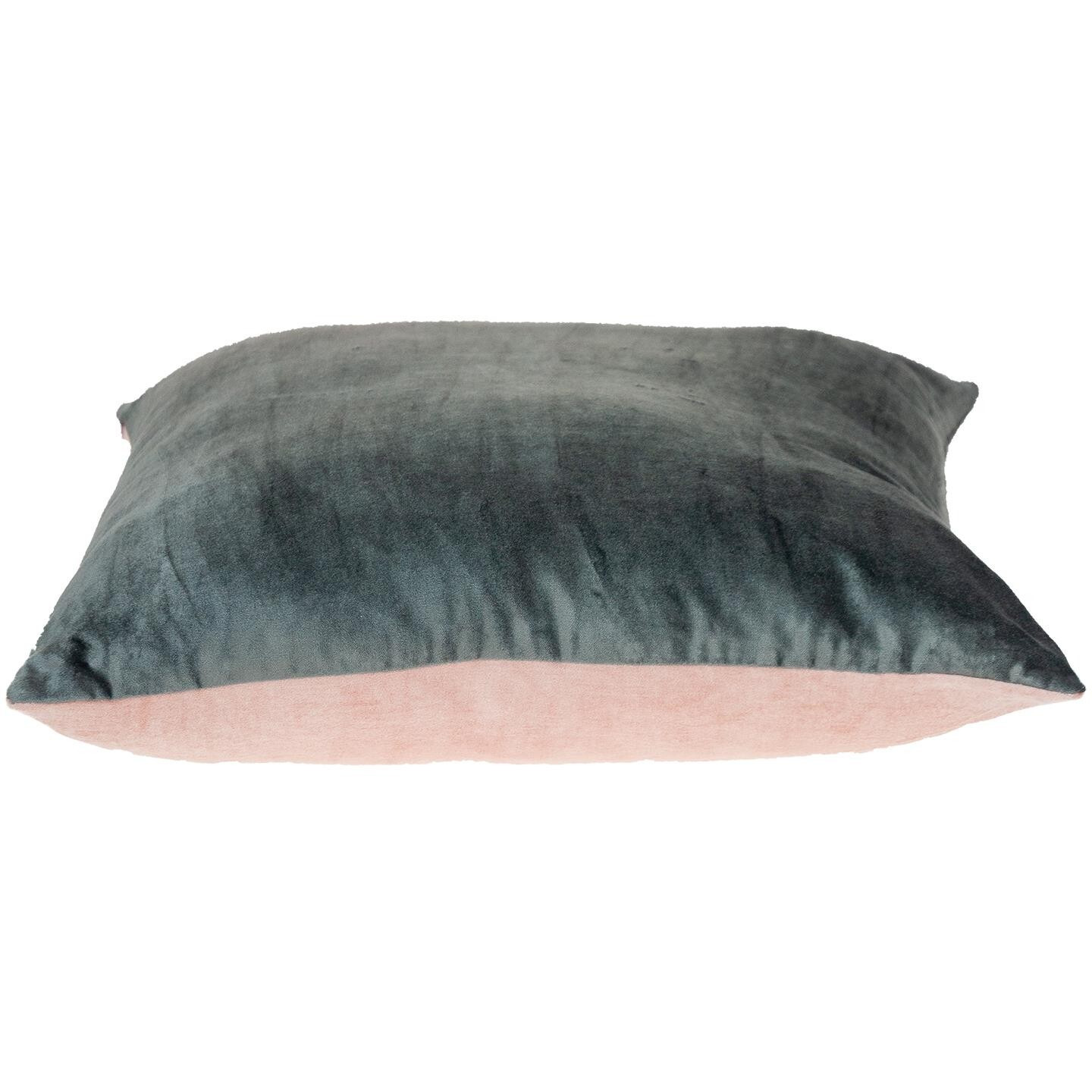 Dark Gray And Pink Dual Solid Color Reversible Throw Pillow