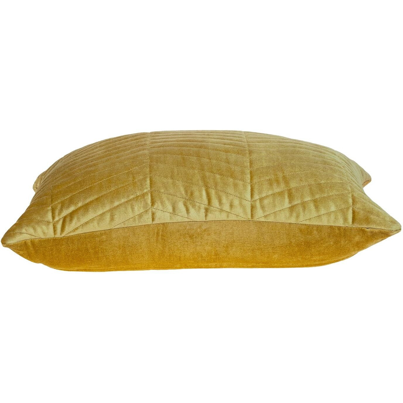 Yellow Quilted Velvet Zig Zag Decorative Lumbar Pillow
