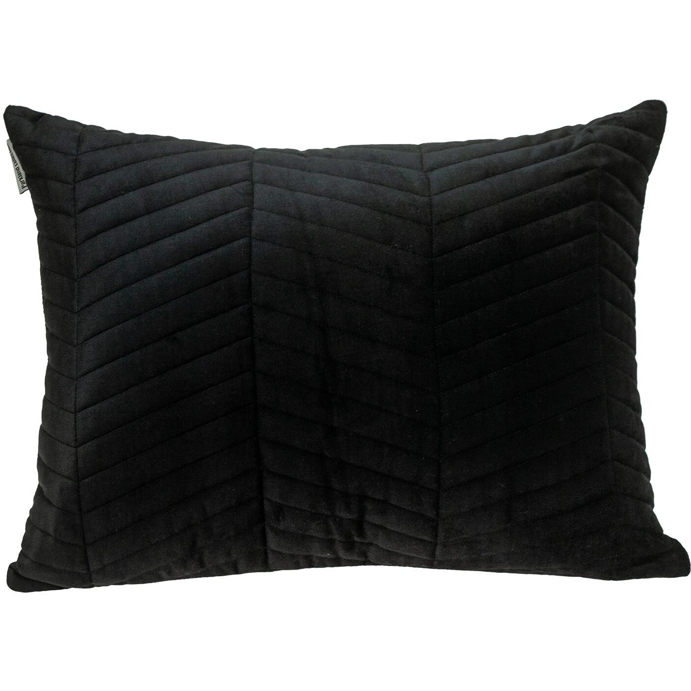 Black Quilted Velvet Zig Zag Decorative Lumbar Pillow