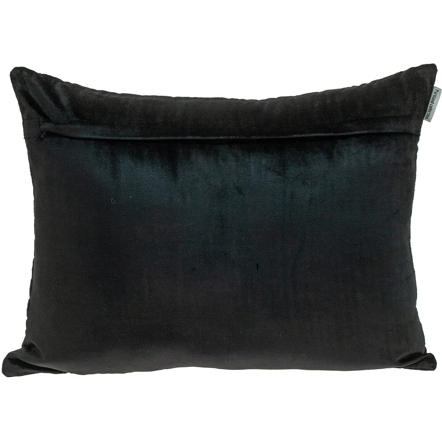 Black Quilted Velvet Zig Zag Decorative Lumbar Pillow