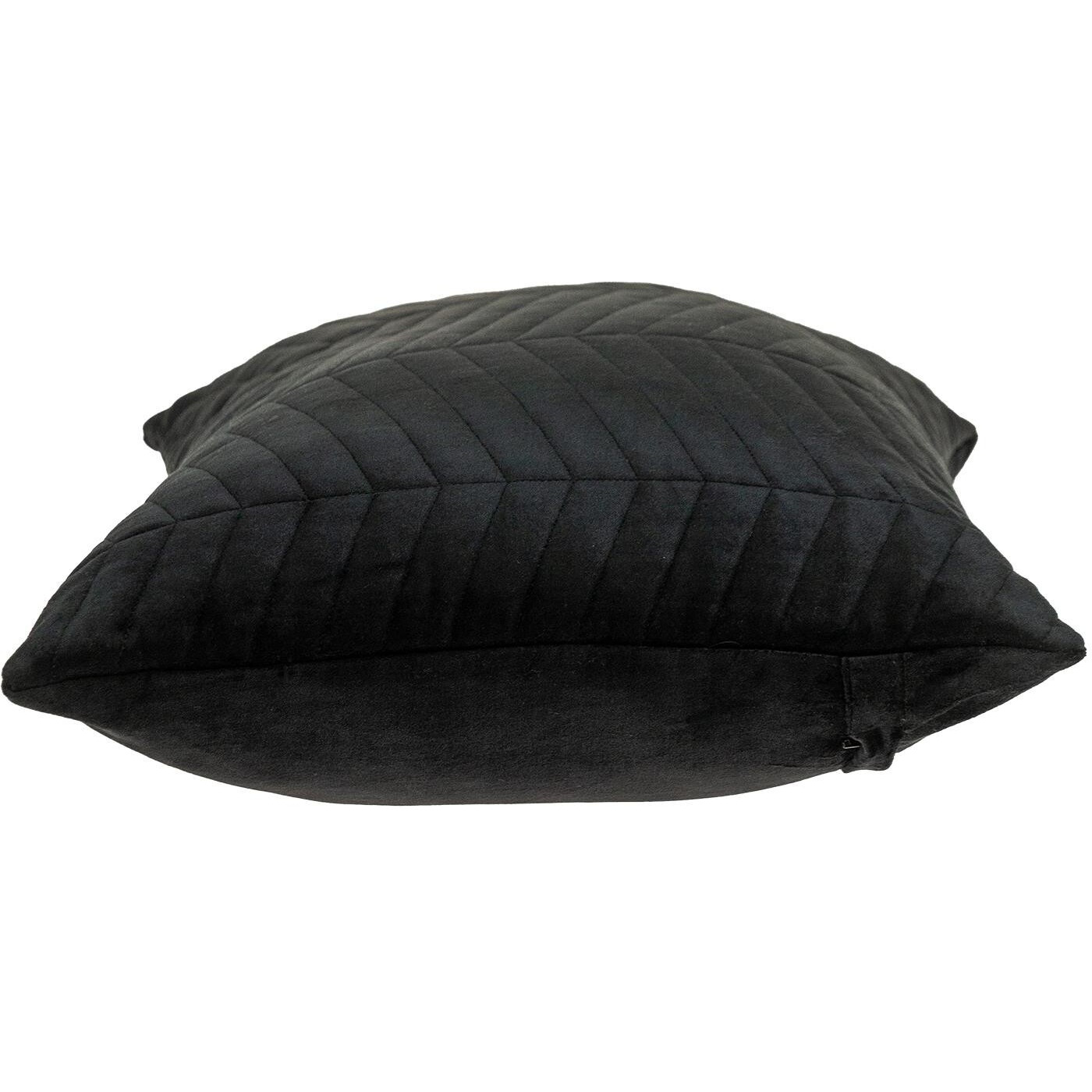 Black Quilted Velvet Zig Zag Decorative Lumbar Pillow