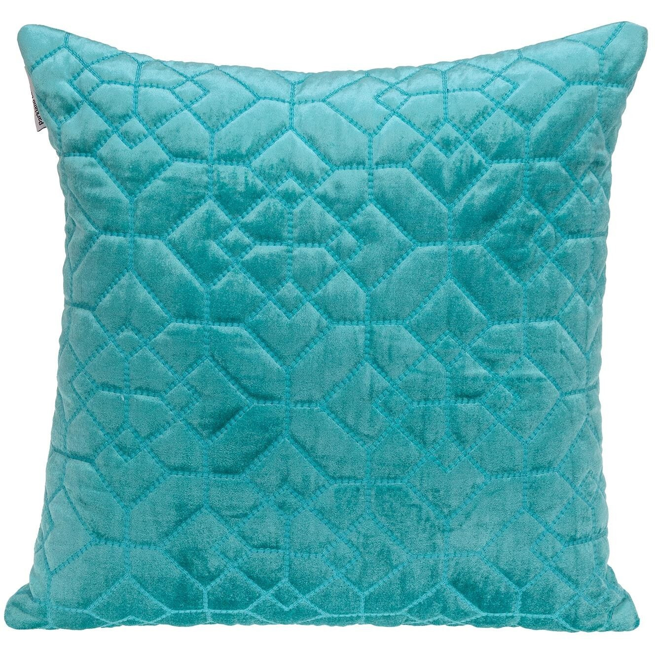 Aqua Quilted Velvet Geo Decorative Throw Pillow