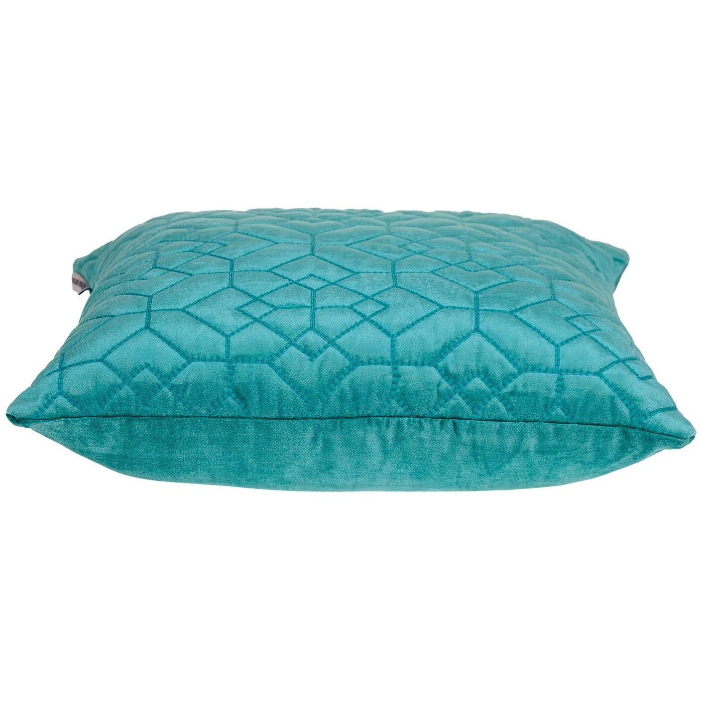 Aqua Quilted Velvet Geo Decorative Throw Pillow