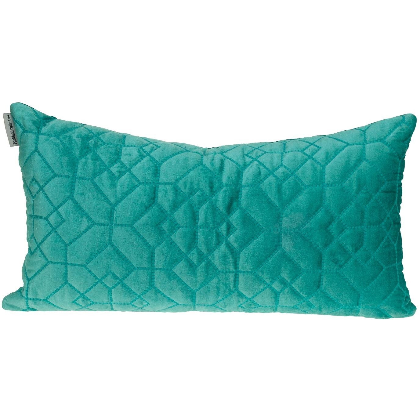 Aqua Quilted Velvet Geo Lumbar Decorative Pillow