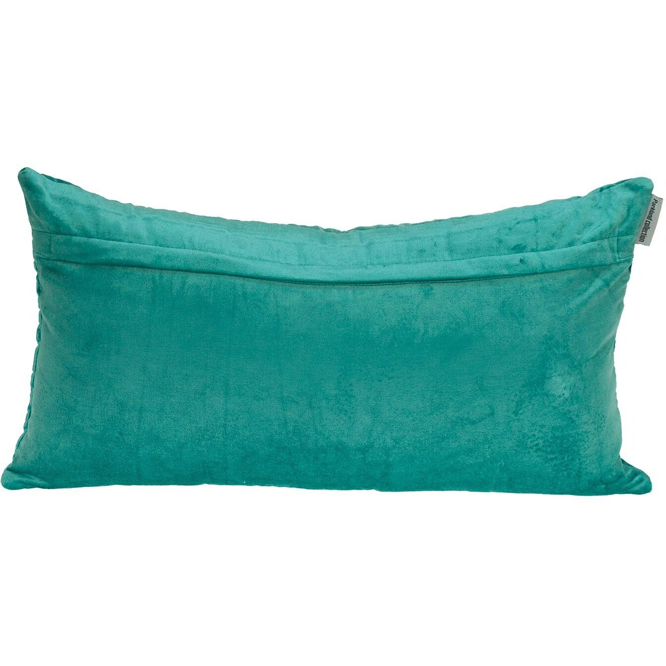 Aqua Quilted Velvet Geo Lumbar Decorative Pillow