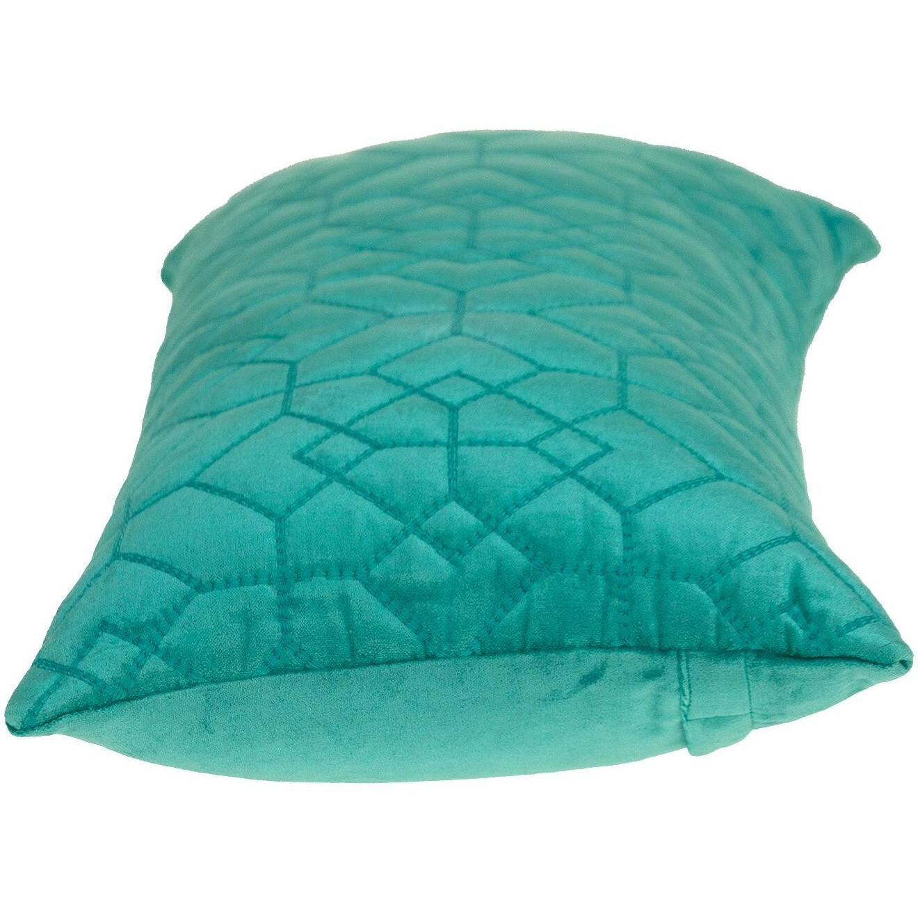 Aqua Quilted Velvet Geo Lumbar Decorative Pillow