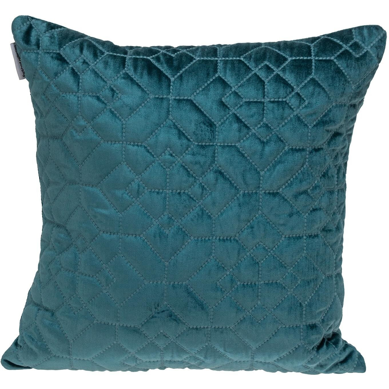 Teal Quilted Velvet Geo Decorative Throw Pillow