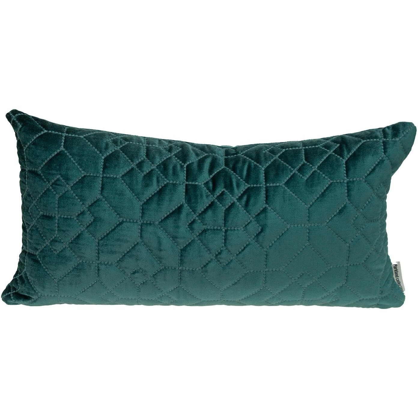 Teal Quilted Velvet Geo Lumbar Decorative Pillow