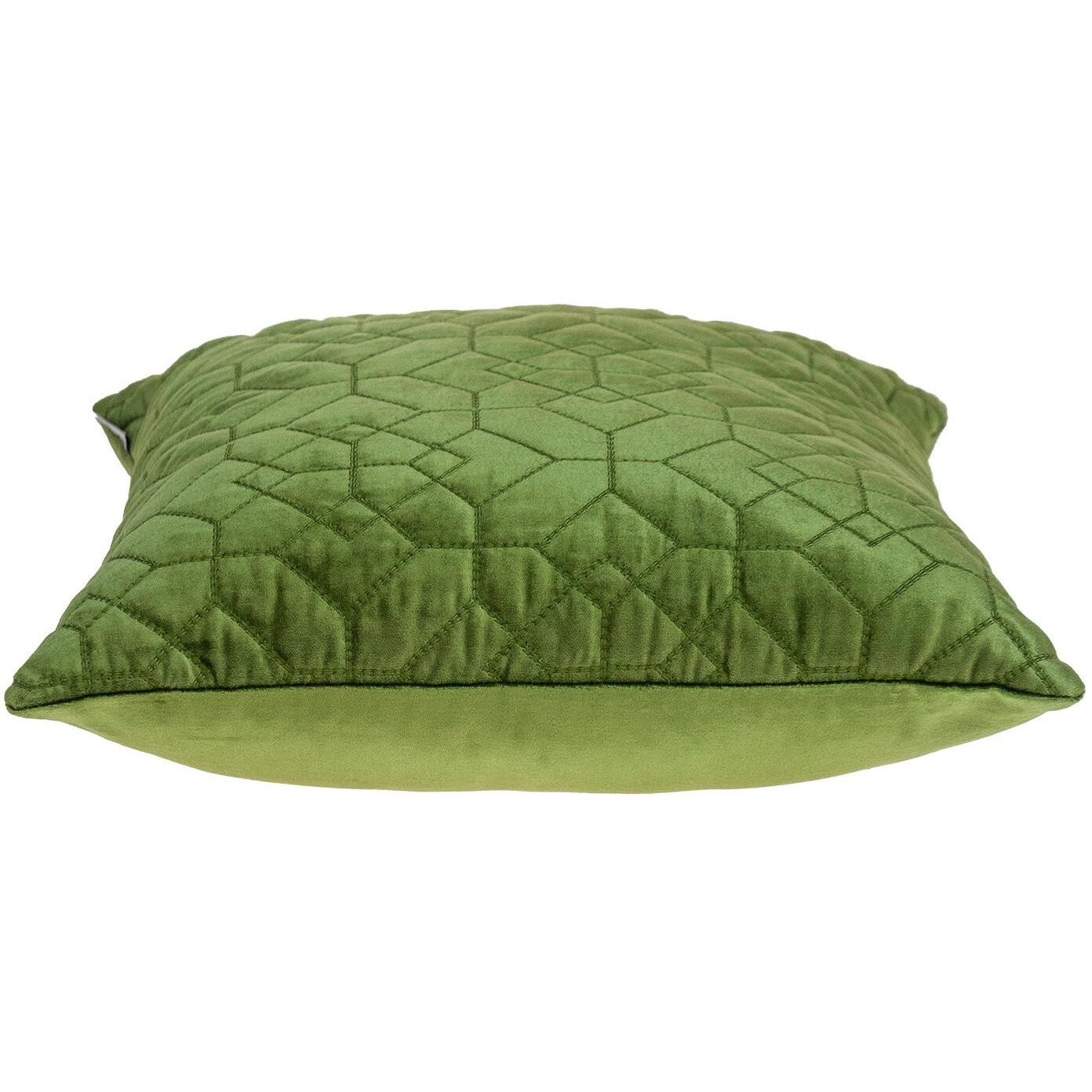 Olive Quilted Velvet Geo Decorative Throw Pillow