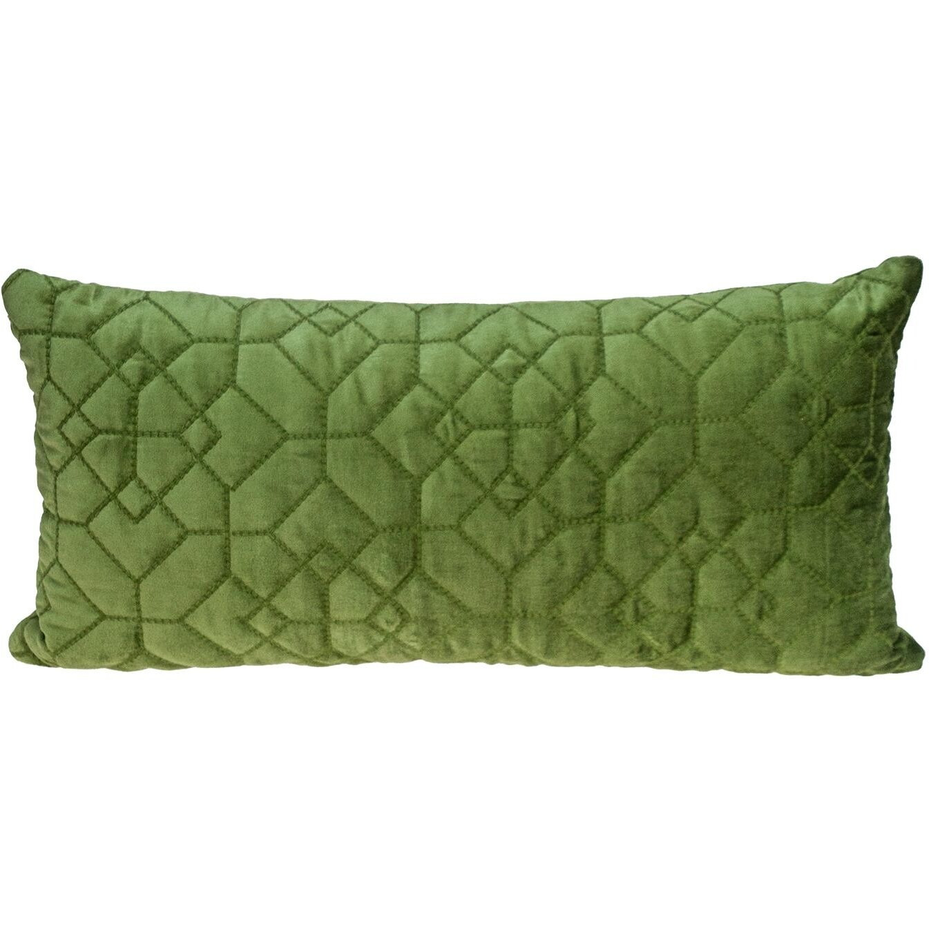 Olive Quilted Velvet Geo Lumbar Decorative Pillow