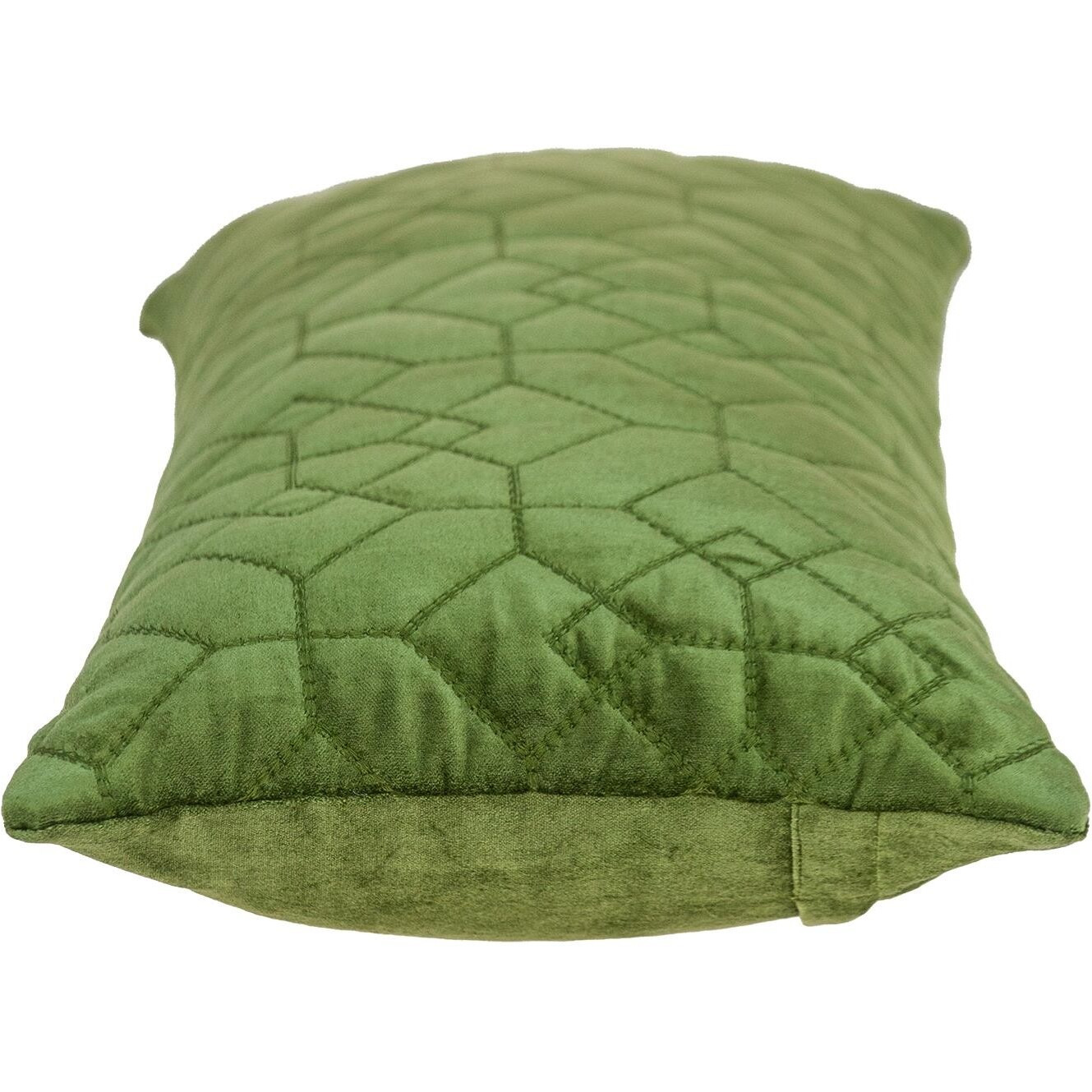 Olive Quilted Velvet Geo Lumbar Decorative Pillow