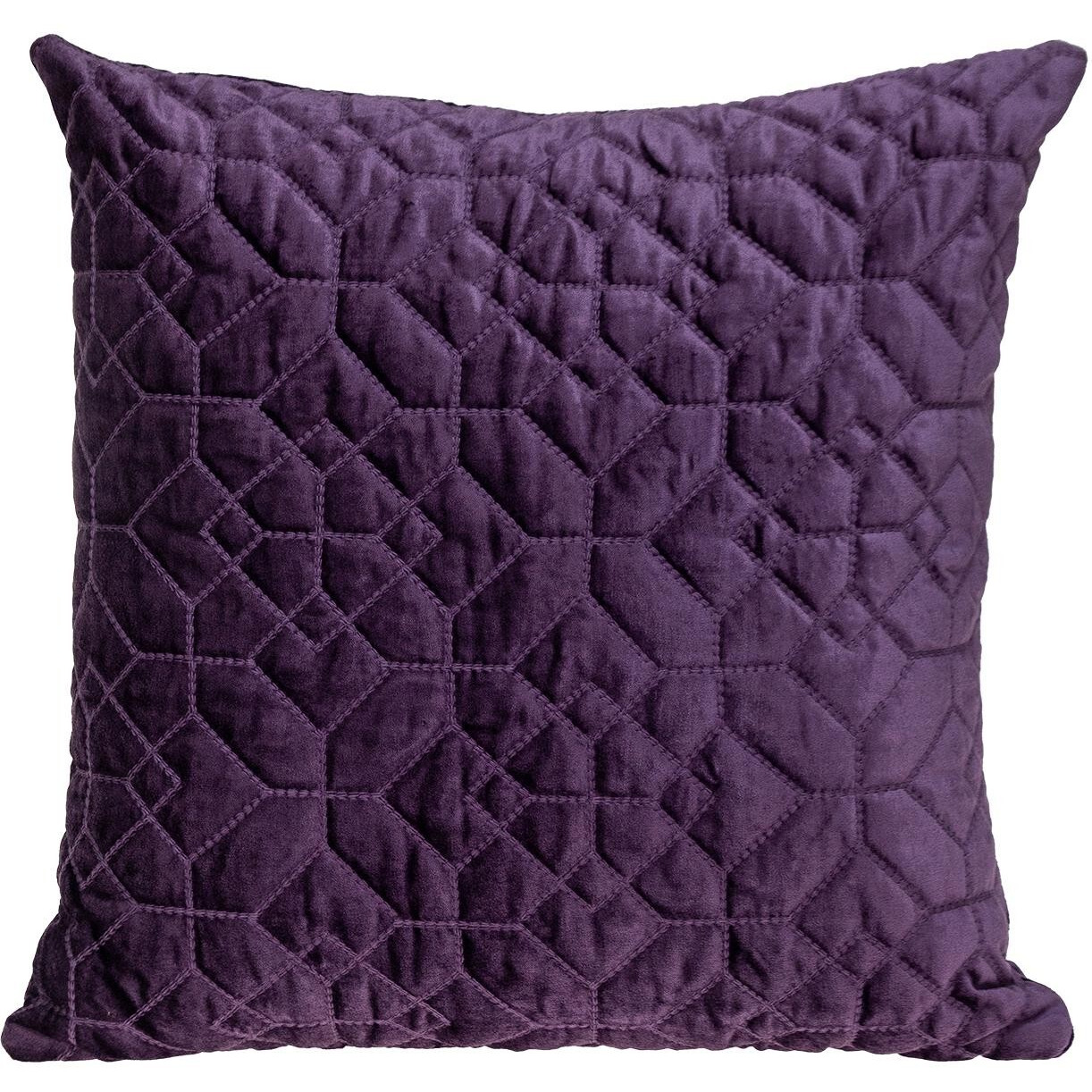 Purple Quilted Velvet Geo Decorative Throw Pillow