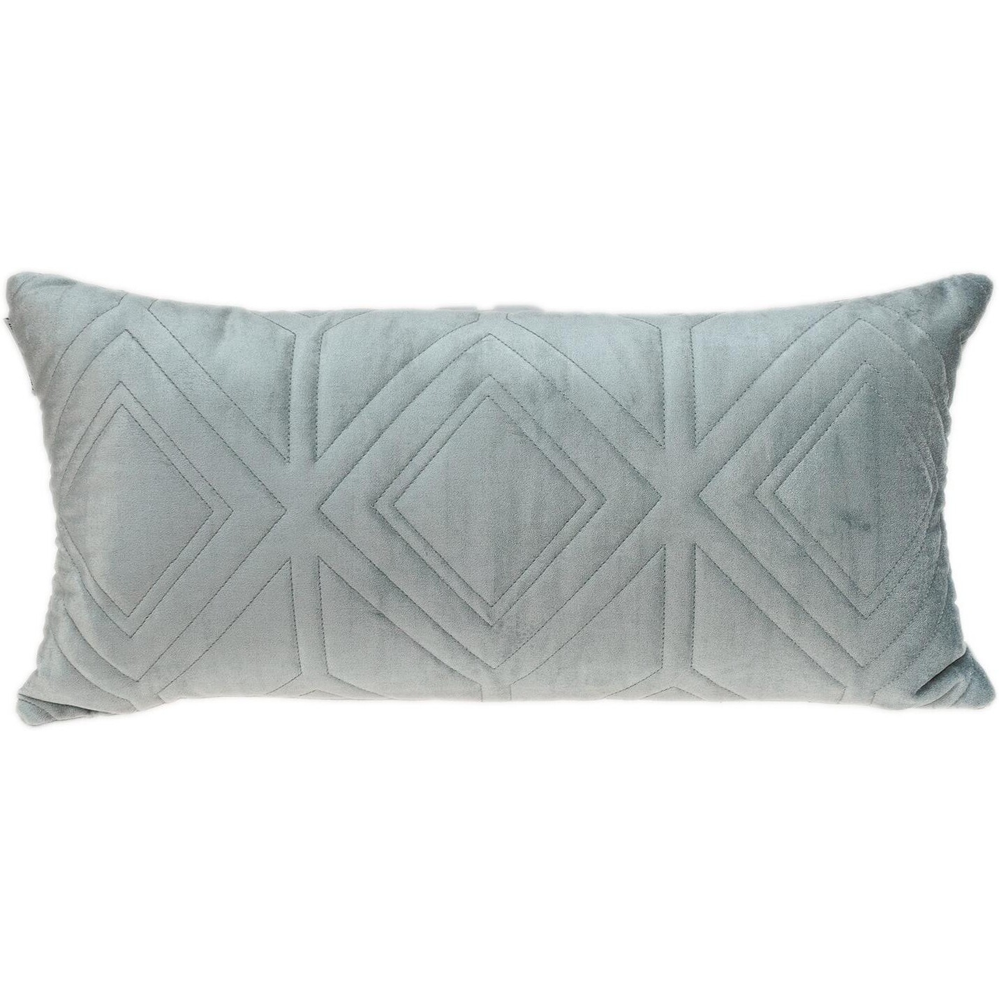 Gray Quilted Diamonds Velvet Solid Color Lumbar Pillow