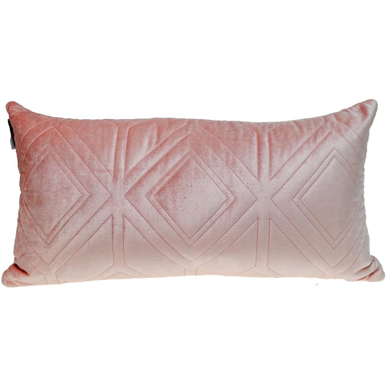 Pink Quilted Diamonds Velvet Solid Color Lumbar Pillow