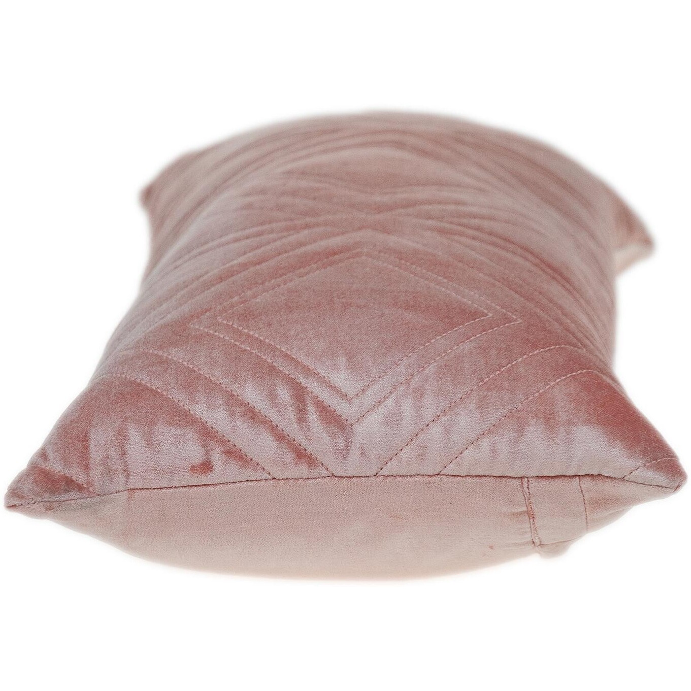 Pink Quilted Diamonds Velvet Solid Color Lumbar Pillow