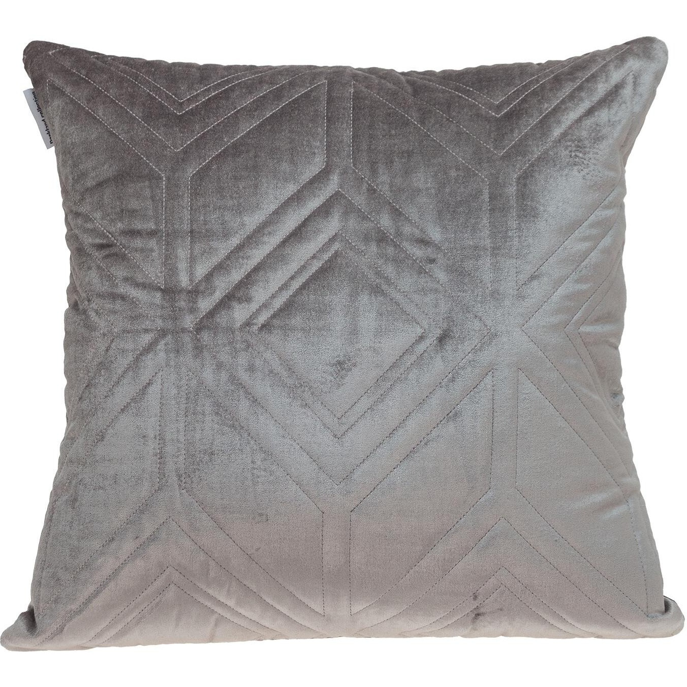 Taupe Quilted Diamonds Velvet Solid Color Throw Pillow