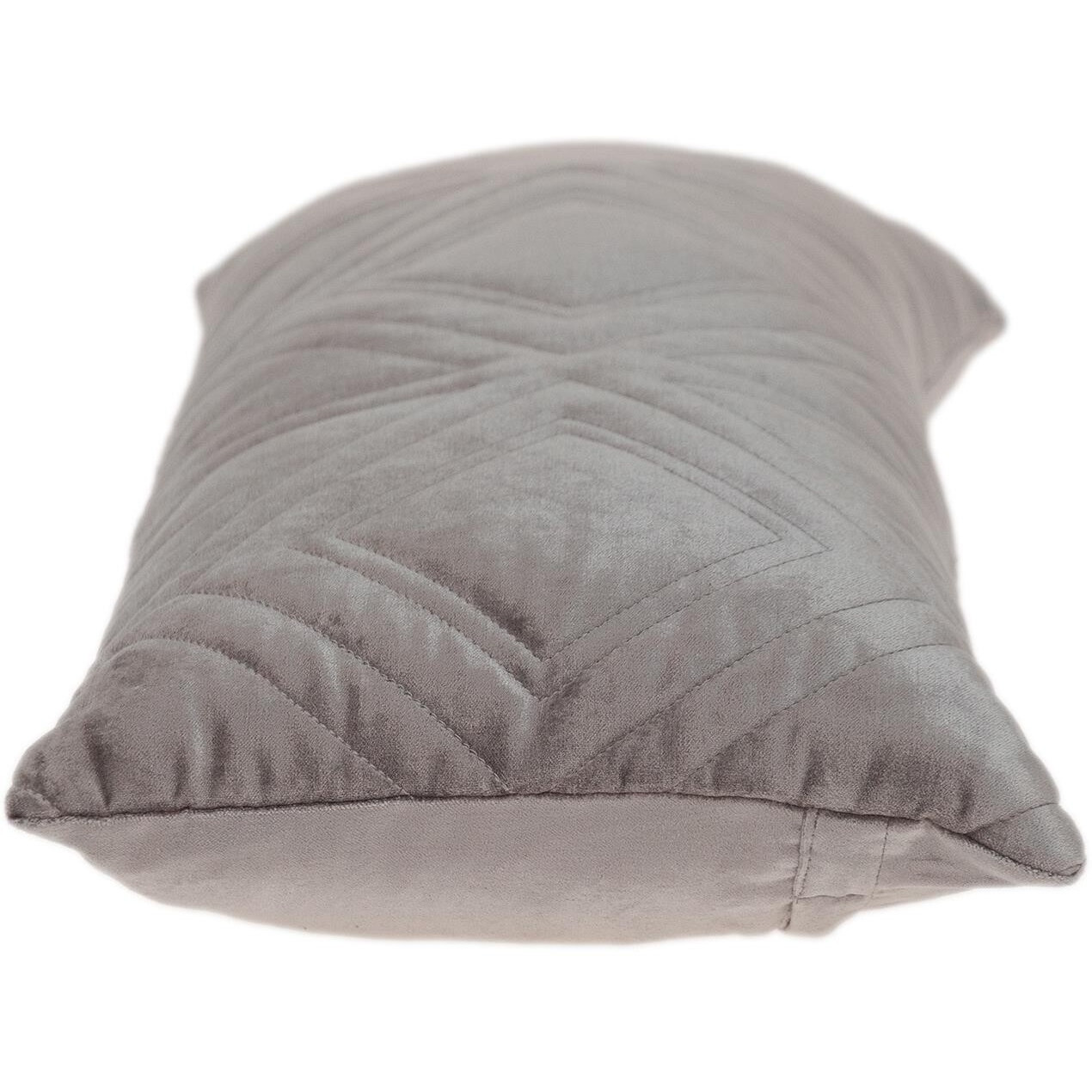 Taupe Quilted Diamonds Velvet Solid Color Lumbar Pillow