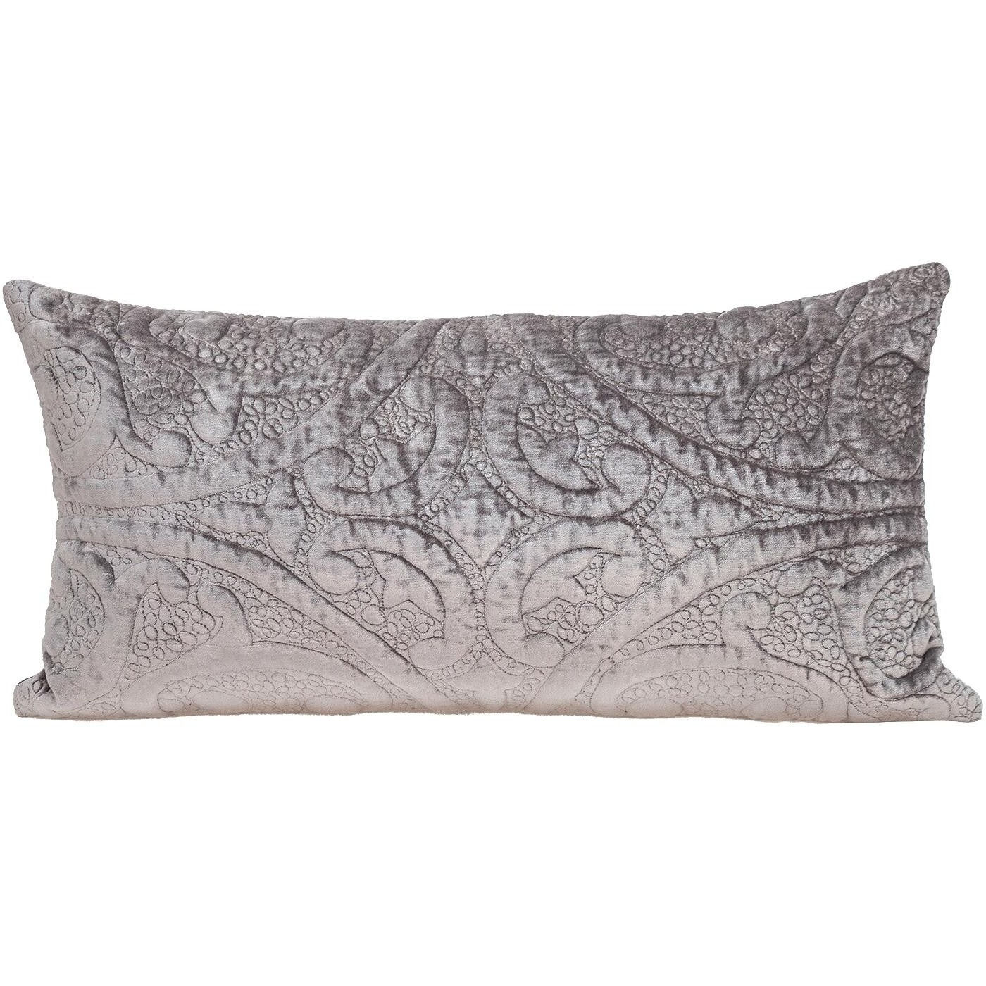 Taupe Quilted Velvet Lumbar Throw Pillow