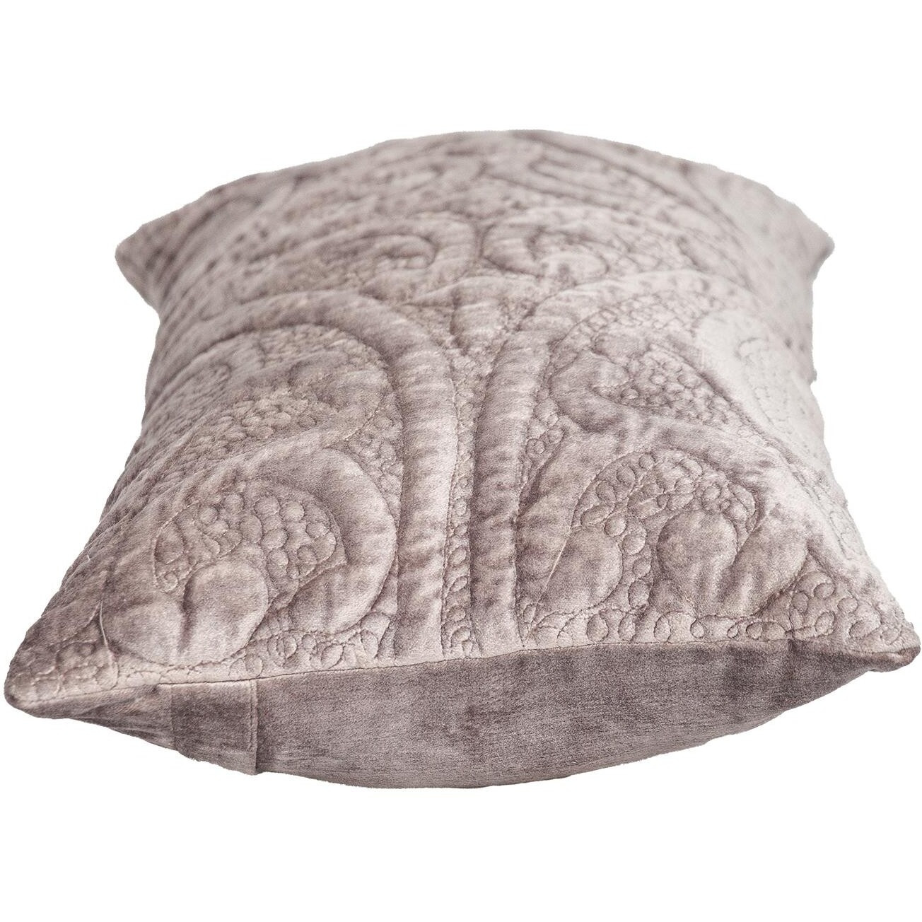 Taupe Quilted Velvet Lumbar Throw Pillow