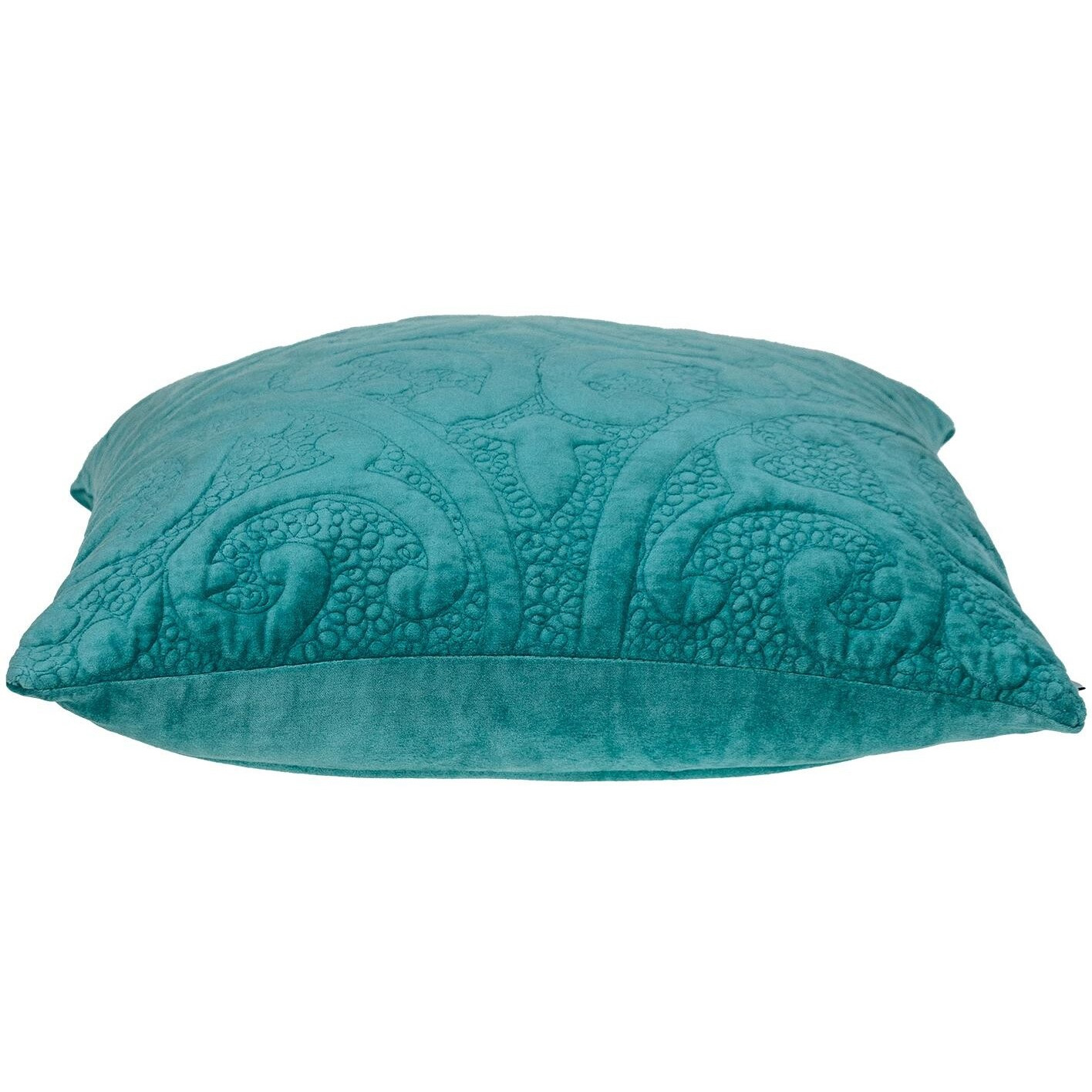 Aqua Quilted Velvet Square Throw Pillow