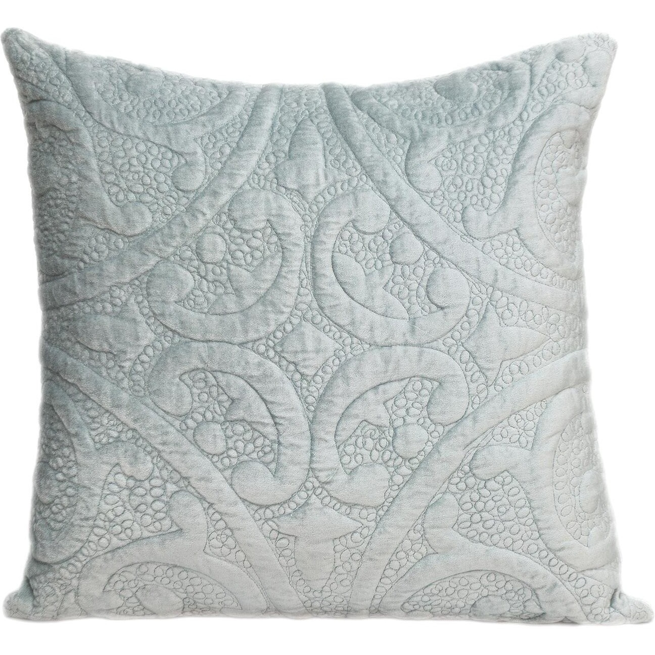 Gray Quilted Velvet Square Throw Pillow