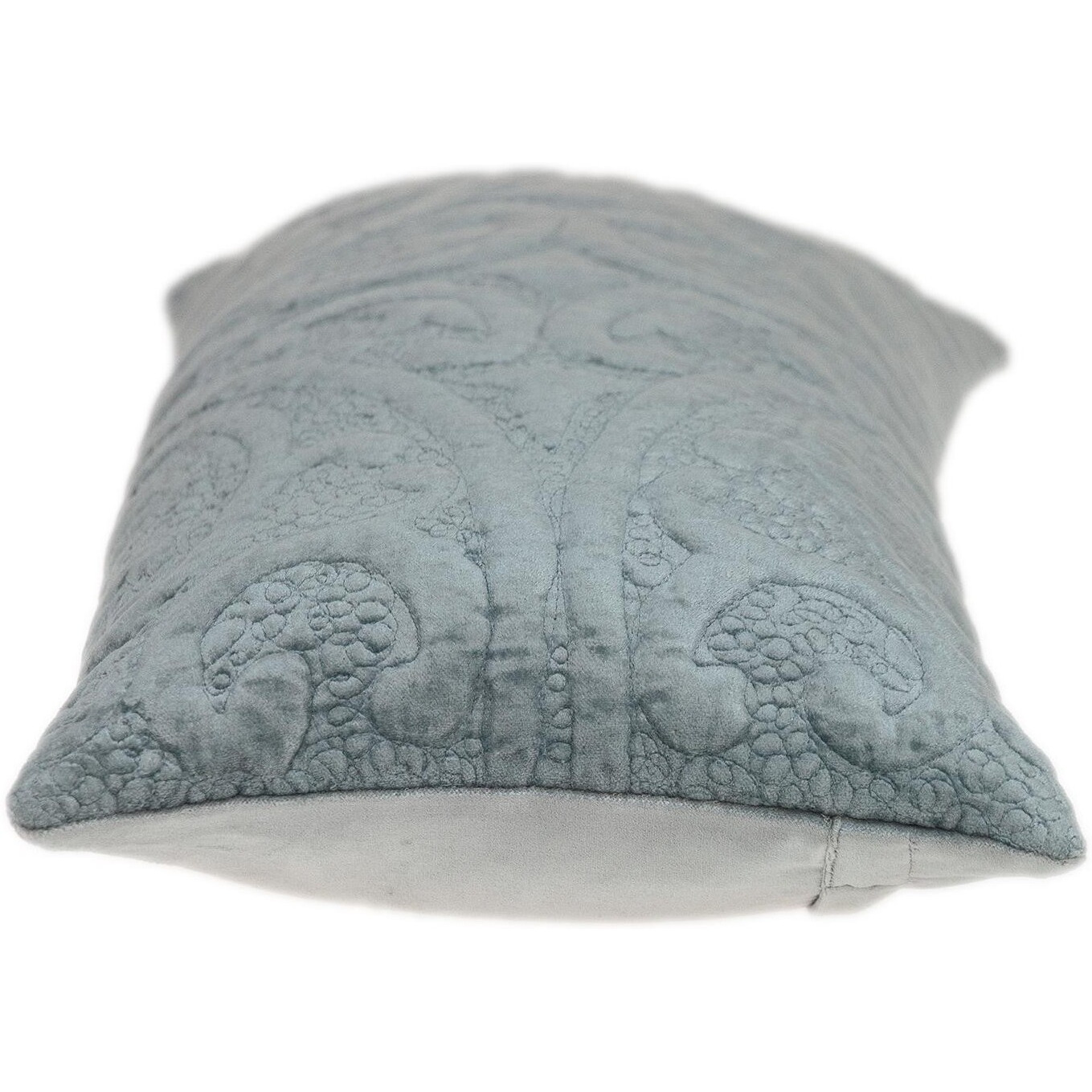 Gray Quilted Velvet Lumbar Throw Pillow