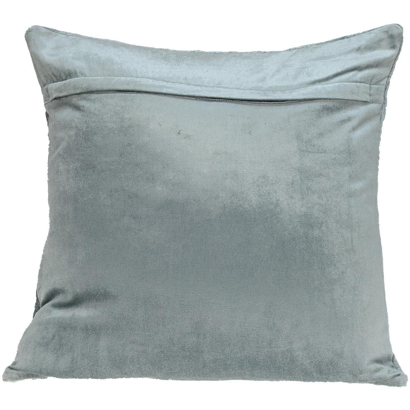 Seafoam Gray Quilted Velvet Square Throw Pillow