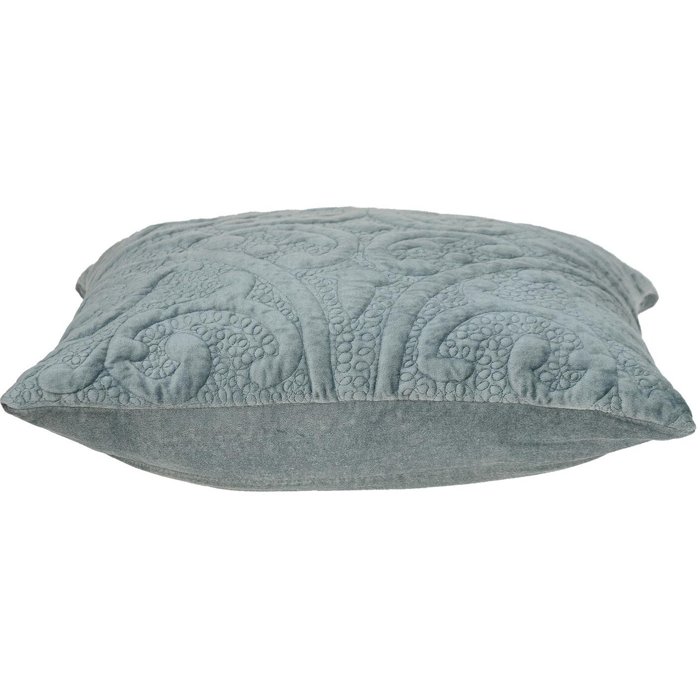 Seafoam Gray Quilted Velvet Square Throw Pillow