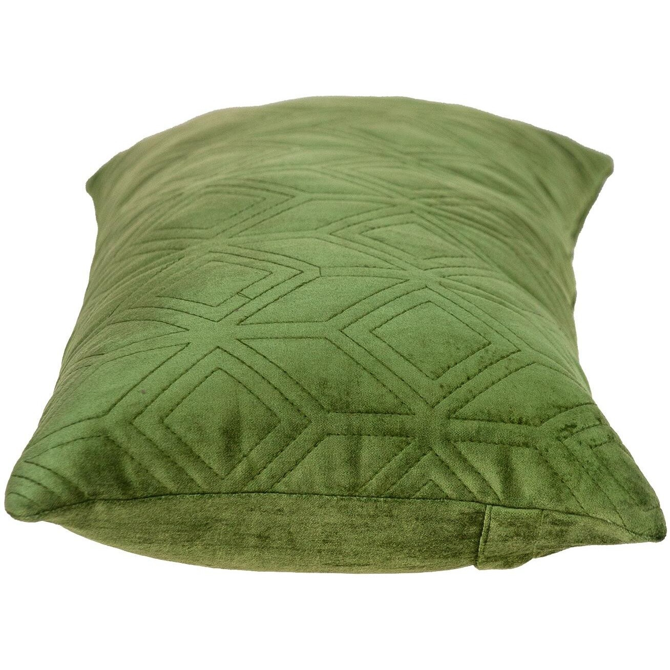 Tufted Diamonds Olive Velvet Lumbar Accent Pillow