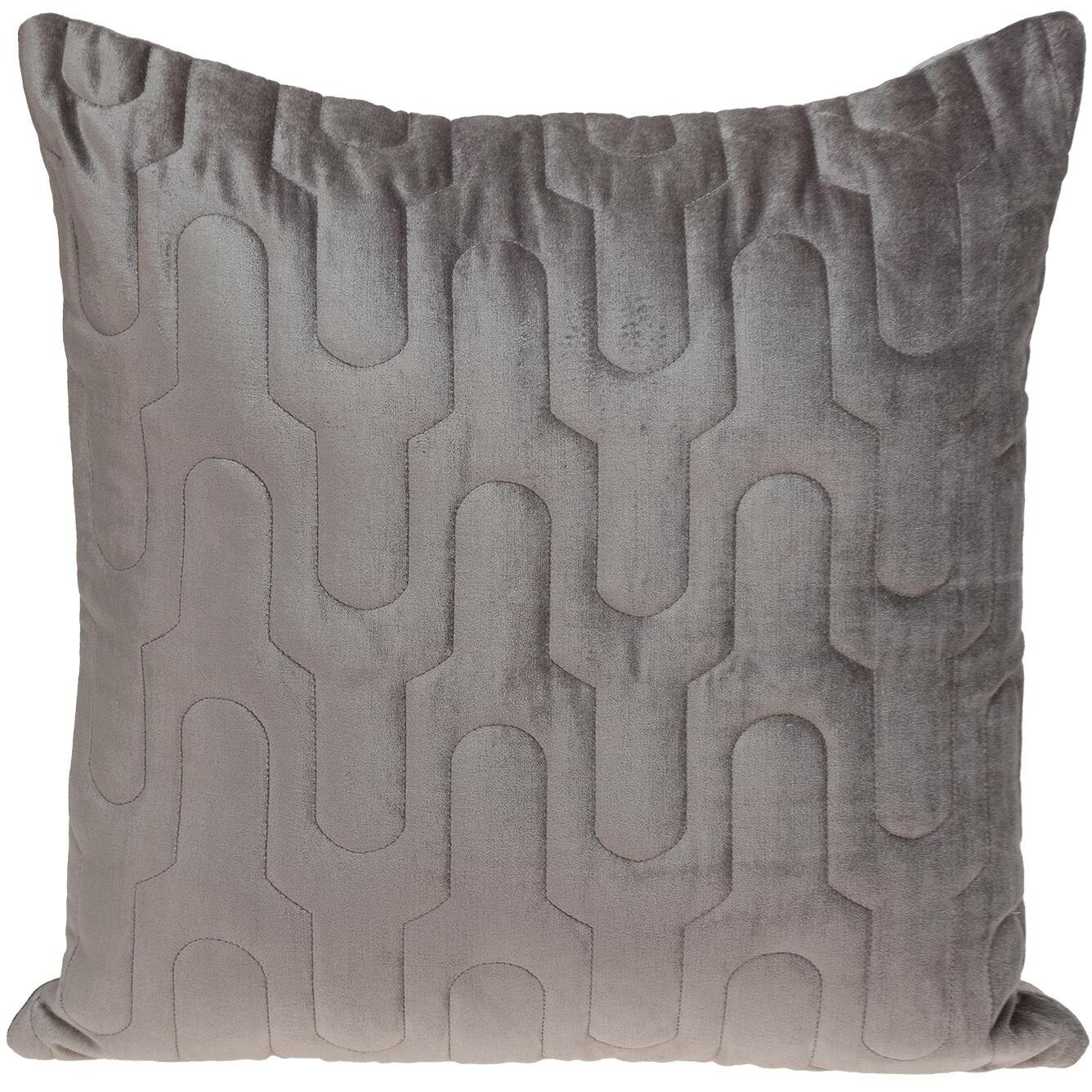 Geometric Lush Quilted Taupe Throw Pillow
