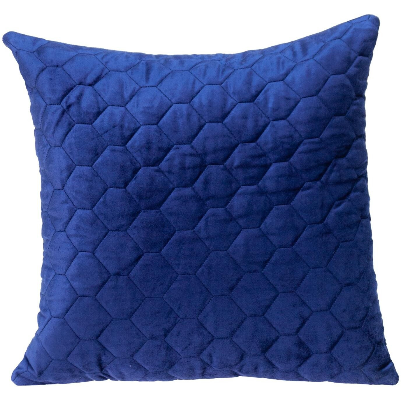 Blue Tufted Velvet Quilted Throw Pillow