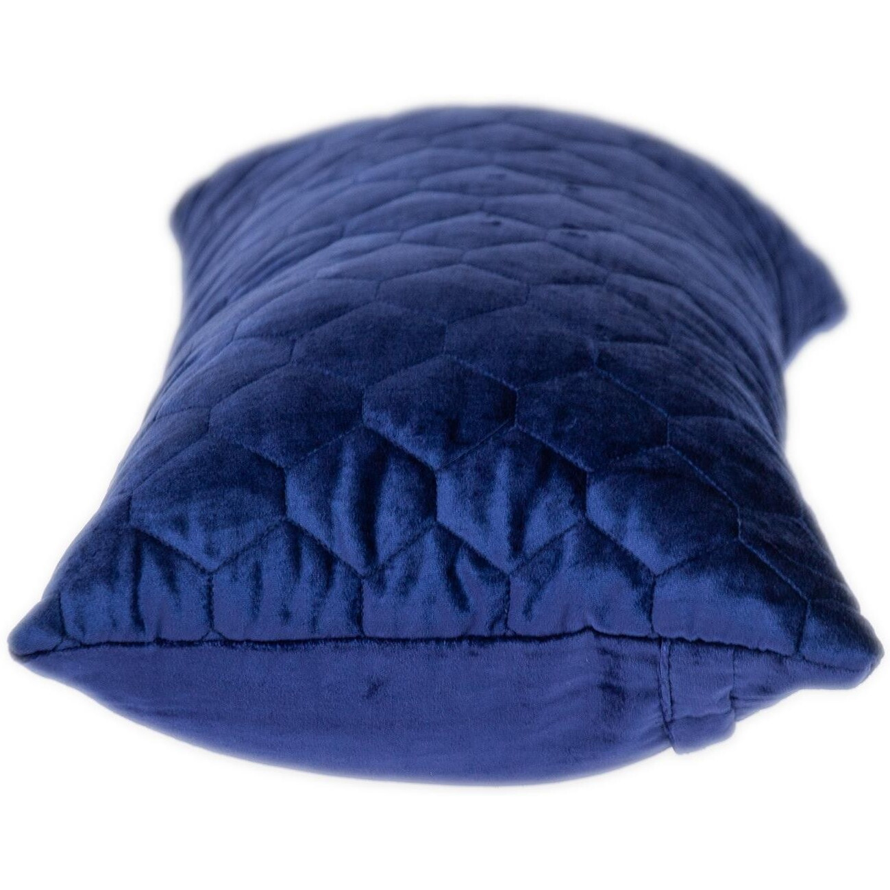 Blue Tufted Velvet Quilted Lumbar Throw Pillow