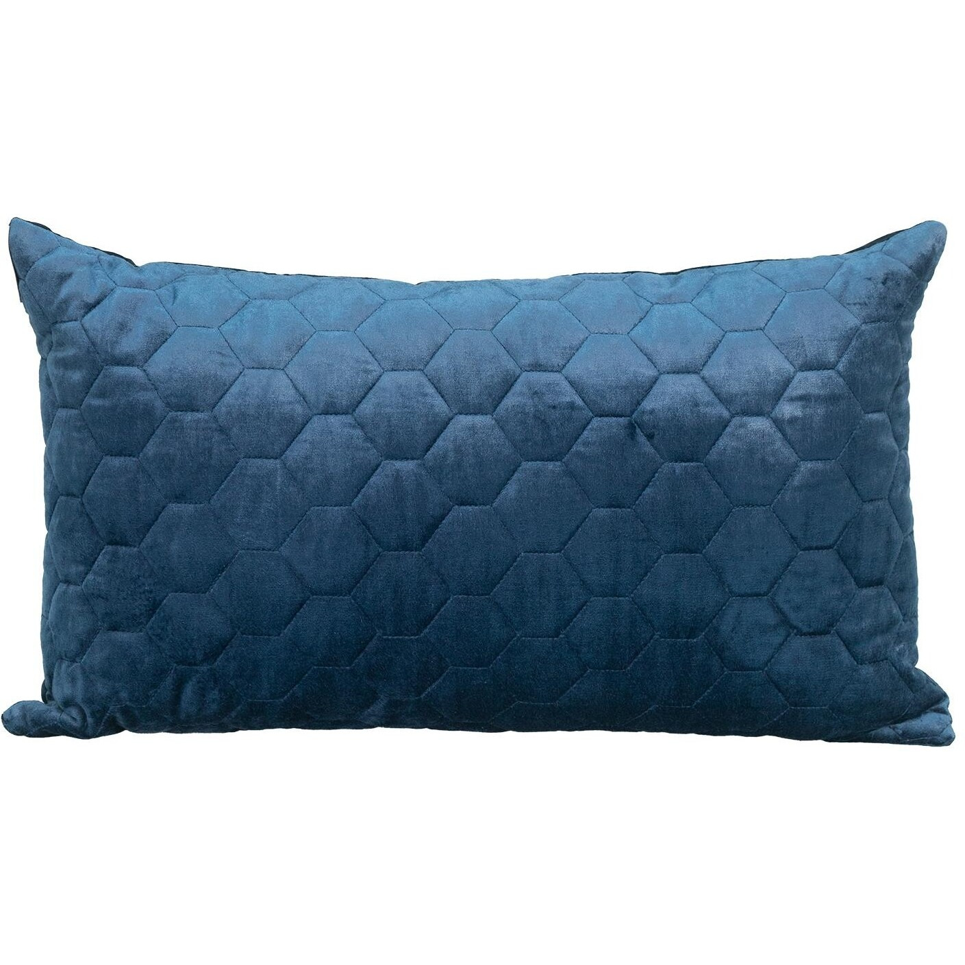 Navy Blue Tufted Velvet Quilted Lumbar Throw Pillow