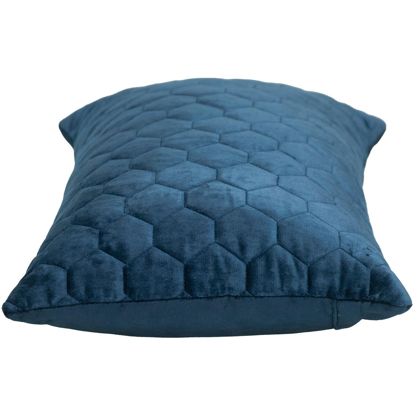 Navy Blue Tufted Velvet Quilted Lumbar Throw Pillow