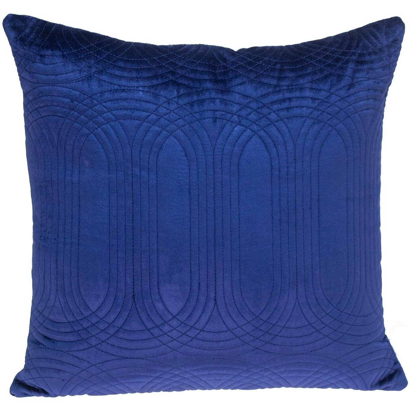 Quilted Velvet Blue  Square Throw Pillow