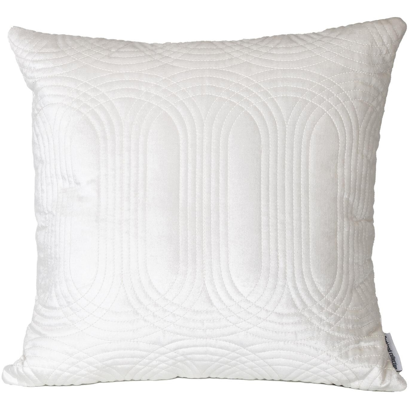 Quilted Velvet White Square Throw Pillow