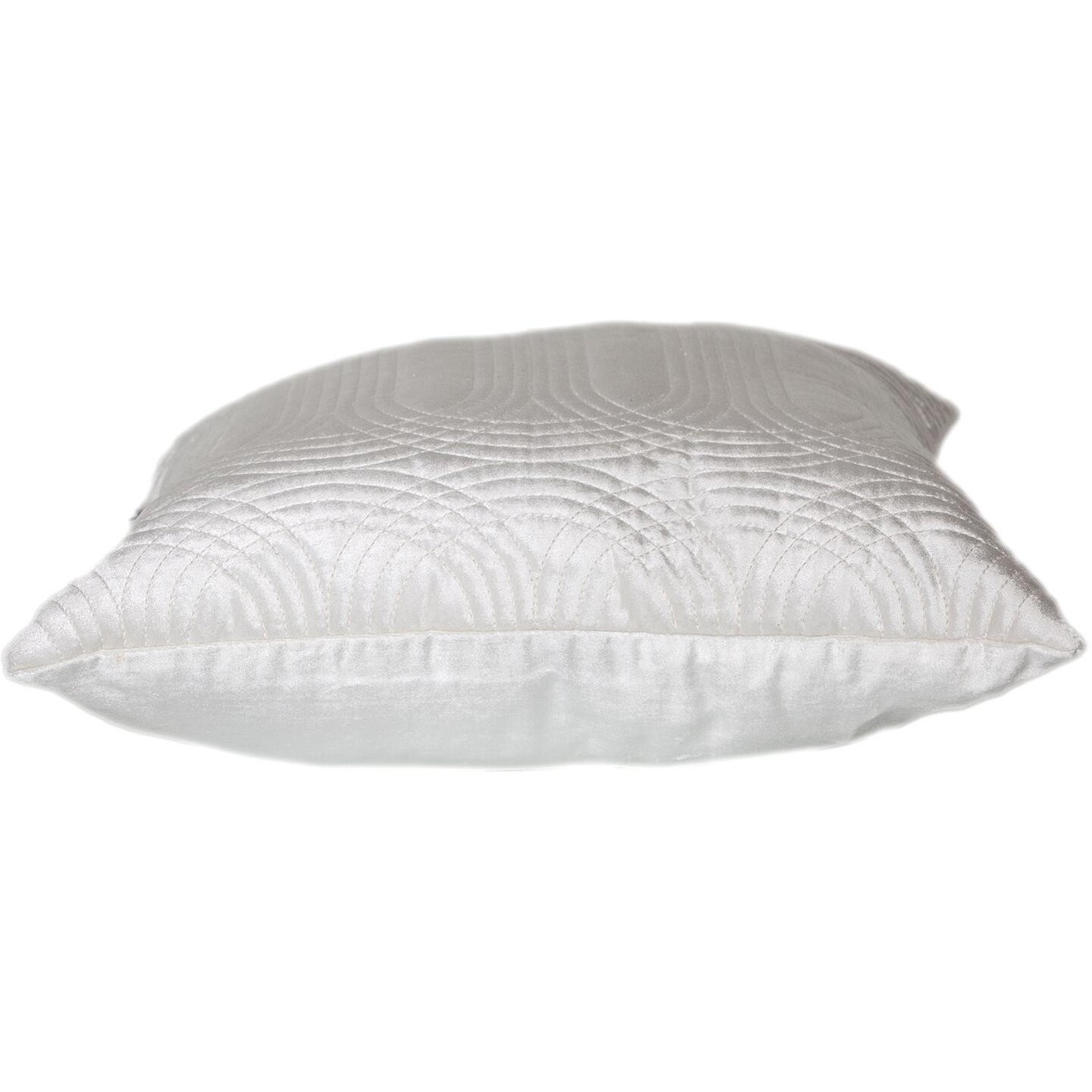 Quilted Velvet White Square Throw Pillow