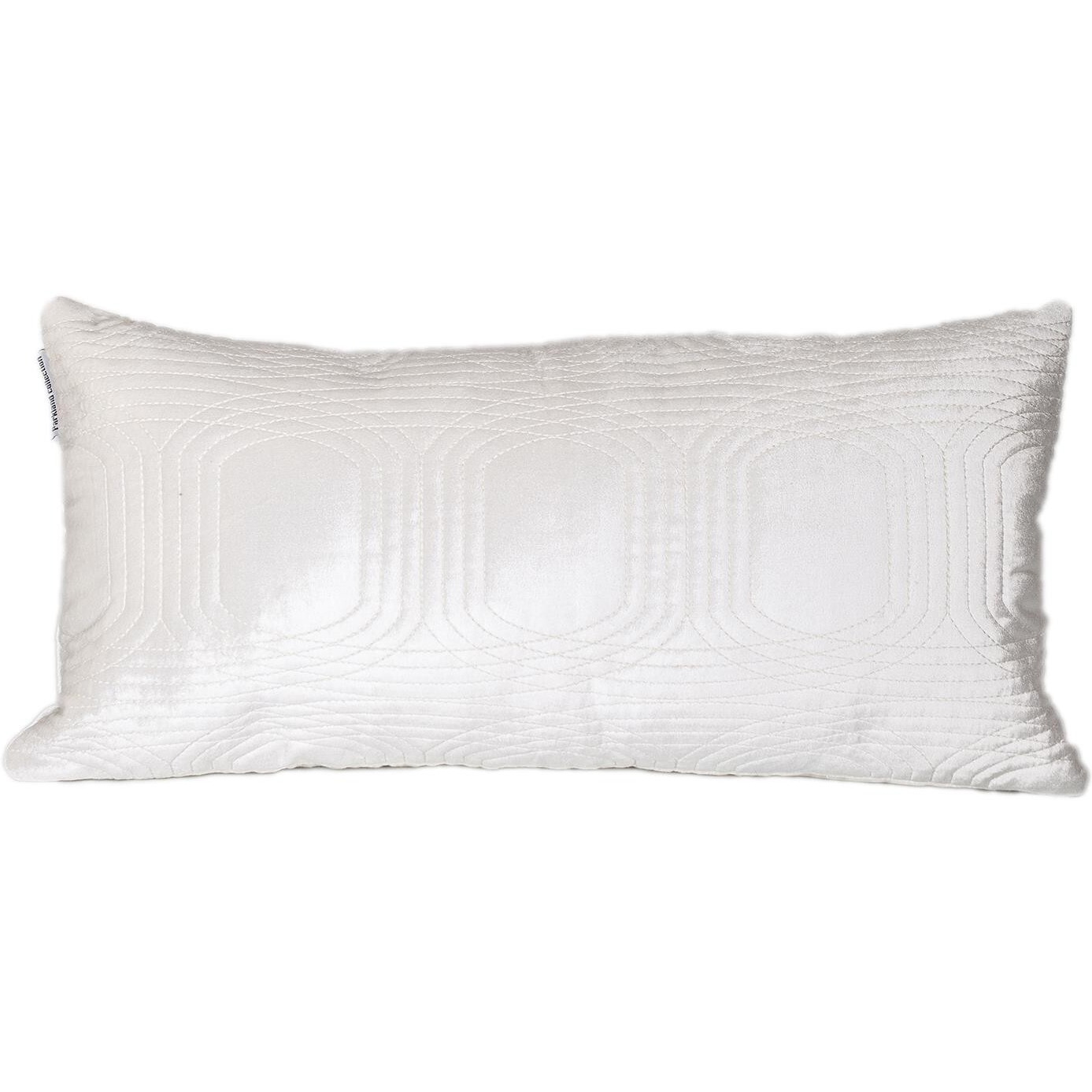 Quilted Velvet White Lumbar Throw Pillow