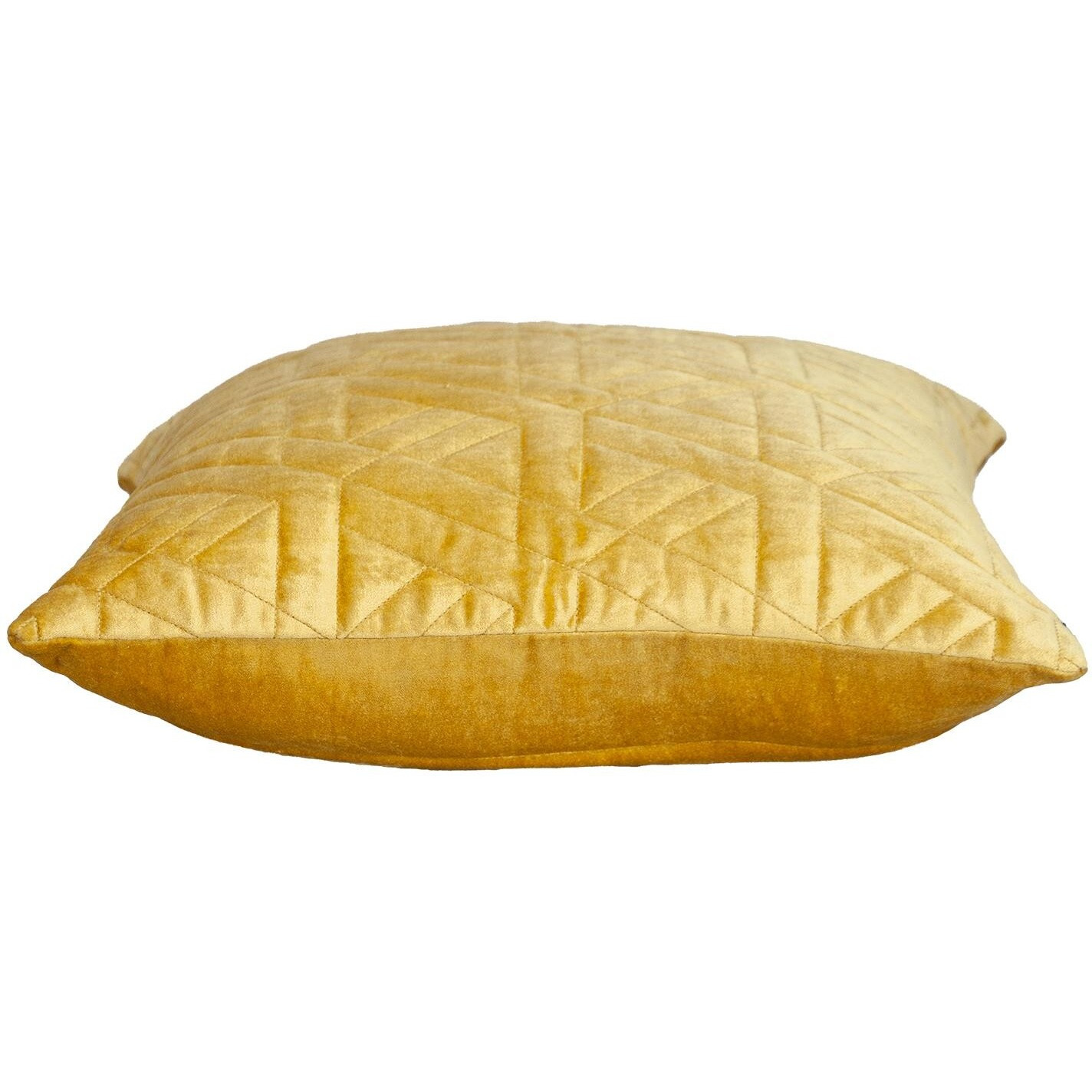 Yellow Velvet Quilted Throw Pillow